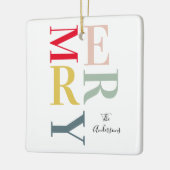 モダンカラフルメリー明るい |ハッピーホリデー セラミックオーナメント (左)