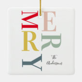 モダンカラフルメリー明るい |ハッピーホリデー セラミックオーナメント (裏面)