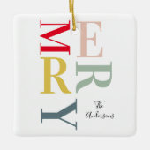 モダンカラフルメリー明るい |ハッピーホリデー セラミックオーナメント (正面)