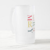 モダンカラフルメリー明るい |ハッピーホリデー フロストグラスビールジョッキ (正面左)