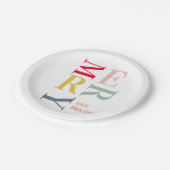 モダンカラフルメリー明るい |ハッピーホリデー ペーパープレート (アングル)