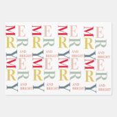 モダンカラフルメリー明るい |ハッピーホリデー ラッピングペーパーシート (正面)