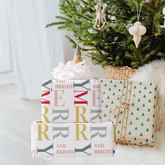 モダンカラフルメリー明るい |ハッピーホリデー ラッピングペーパー