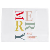 モダンカラフルメリー明るい |ハッピーホリデー ラージペーパーバッグ (裏面)