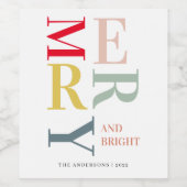 モダンカラフルメリー明るい |ハッピーホリデー ワインラベル (シングルラベル)