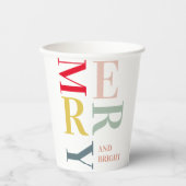 モダンカラフルメリー明るい |ハッピーホリデー 紙コップ (正面)