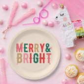 モダンカラフルメリー明 ペーパープレート (パーティー)