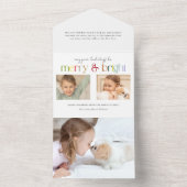 モダンカラフルメリーBrightタイポグラフィ2写真 オールインワン招待状 (内側)