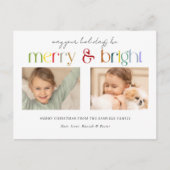 モダンカラフルメリーBrightタイポグラフィ2写真 シーズンポストカード (正面)