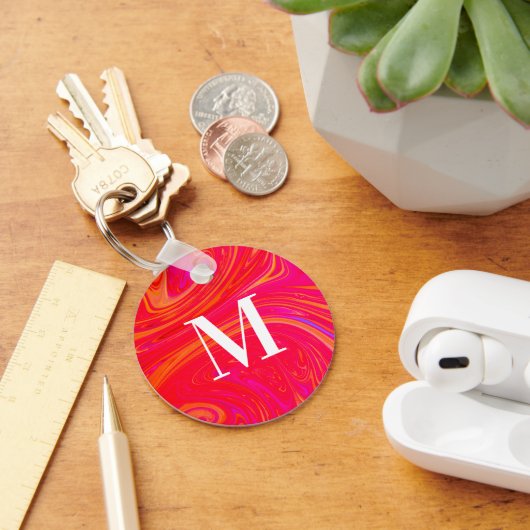 モダンカラフルモノグラムイニシャル キーホルダー (デスク)