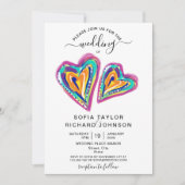 モダンカラフルユニークハートボー招待状 招待状 (正面)