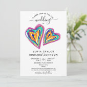 モダンカラフルユニークハートボー招待状 招待状 (スタンド正面)