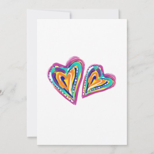 モダンカラフルユニークハートボー招待状 招待状 (裏面)