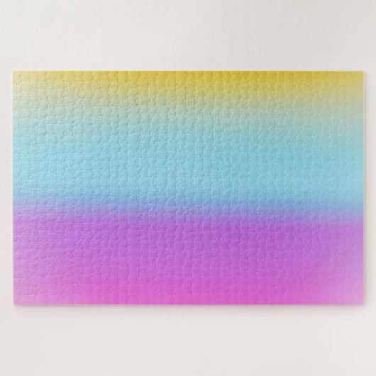 モダンカラフルレインボーのグラデーション水色 ジグソーパズル (横)