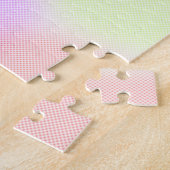 モダンカラフルレインボーのグラデーション水色 ジグソーパズル (側面)