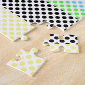 モダンカラフルレインボーのグラデーション水色 ジグソーパズル (側面)