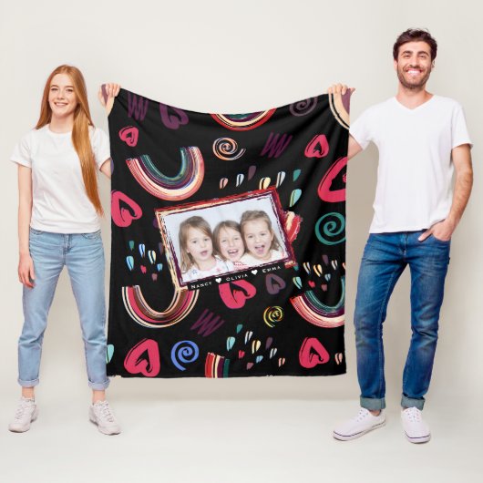 モダンカラフルレインボーカスタムフォト フリースブランケット (インサイチュ)