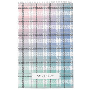 モダンカラフルレインボーplaidフォトカレンダー カレンダー