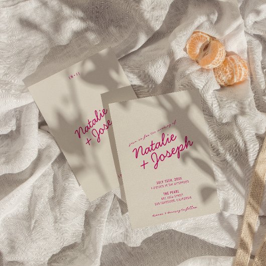 モダンカラフルレトロお洒落おもしろい結婚スクリプト 招待状