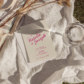 モダンカラフルレトロお洒落おもしろい結婚スクリプト 招待状