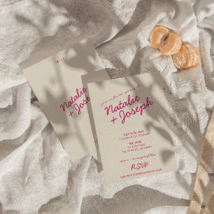 モダンカラフルレトロお洒落おもしろい結婚スクリプト 招待状