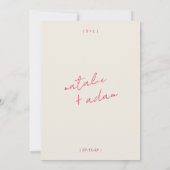 モダンカラフルレトロお洒落おもしろい結婚スクリプト 招待状 (裏面)