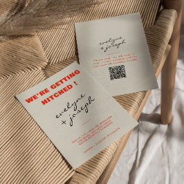 モダンカラフルレトロファンキーおもしろい結婚の 招待状