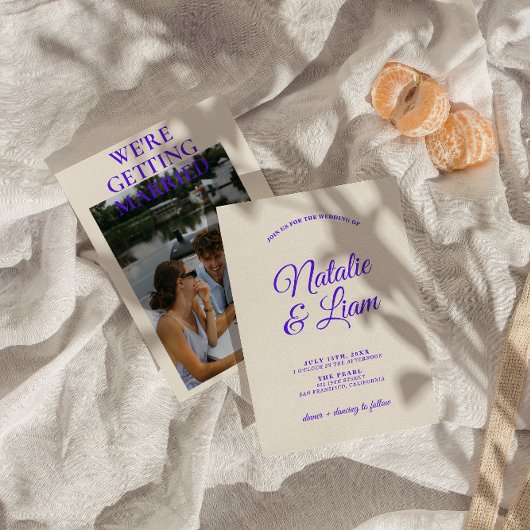 モダンカラフルレトロファンキーおもしろい結婚ズ 招待状