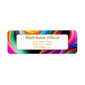 モダンカラフルレトロ波住所 シール (正面)