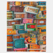 モダンカラフルヴィンテージのドアのパタユニークーン フリースブランケット (正面)