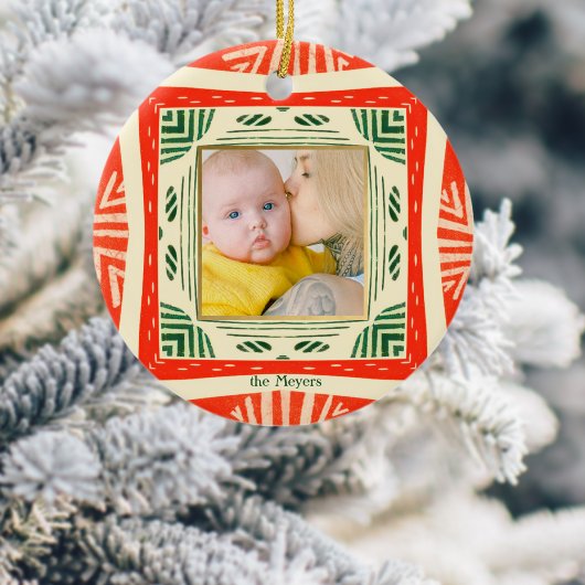 モダンカラフル両面写真 セラミックオーナメント