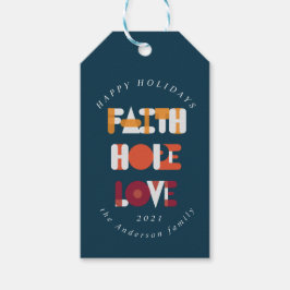 モダンカラフル台本ハッピーホリデーモノグラム ギフトタグ
