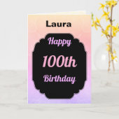 モダンカラフル名を追加100誕生日 カード (黄色い花)