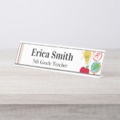 モダンカラフル学用品先生 デスクネームプレート (正面)