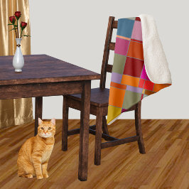 モダンカラフル市松模様に抽象芸術 シェルパブランケット