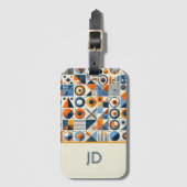 モダンカラフル幾何モノグラムの ラゲッジタグ (正面縦)