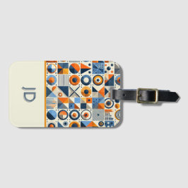 モダンカラフル幾何モノグラムの ラゲッジタグ