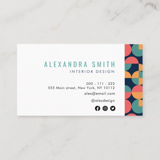 モダンカラフル幾何内部設計 名刺 (裏面)