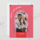 モダンカラフル幾何学的抽象芸術アーチ赤ピンク シーズンカード (正面)