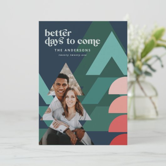 モダンカラフル幾何学的抽象芸術休日の写真 シーズンカード (スタンド正面)