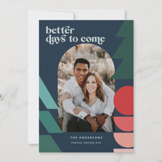 モダンカラフル幾何学的抽象芸術休日の写真 シーズンカード (正面)