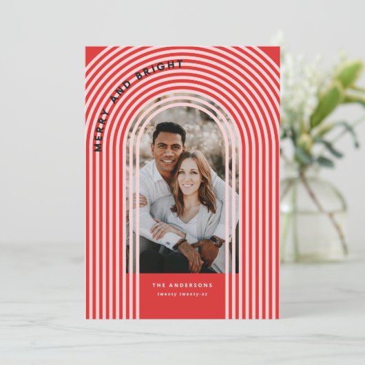 モダンカラフル幾何学的抽象芸術休日の写真 シーズンカード (スタンド正面)