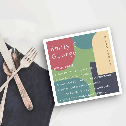 モダンカラフル抽象芸術のGroovyおもしろい結婚事実 スタンダードカクテルナプキン