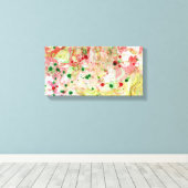 モダンカラフル抽象芸術アートピンクレッドイエローグリーン キャンバスプリント (インサイチュ (ウッドフロア))