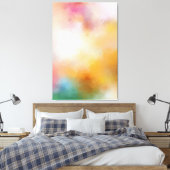 モダンカラフル抽象芸術アートレッドイエローブルーピンク キャンバスプリント (インサイチュ (寝室))