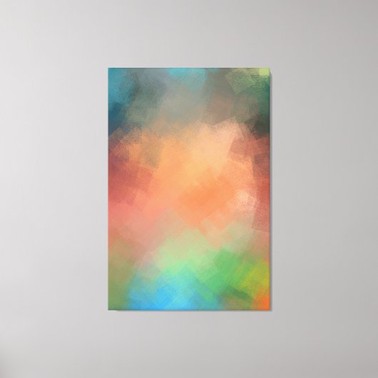 モダンカラフル抽象芸術アートレッドブルーグリーンイエロー キャンバスプリント (正面)