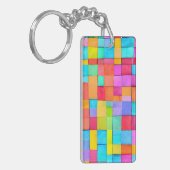 モダンカラフル抽象芸術イニシャルおもしろい キーホルダー (正面左)