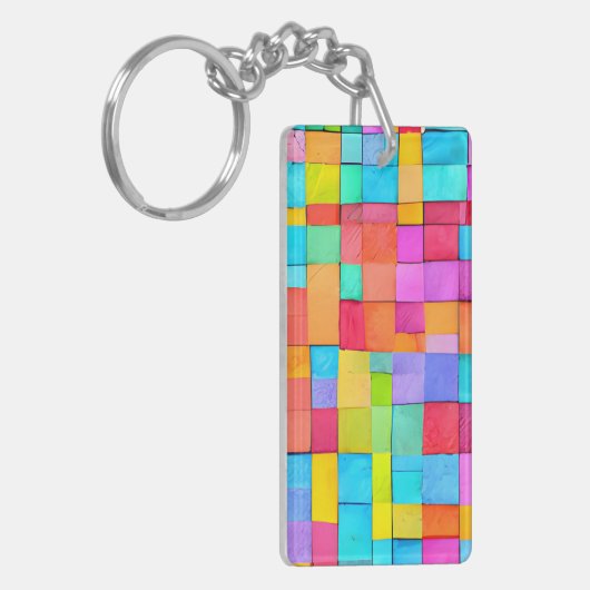モダンカラフル抽象芸術イニシャルおもしろい キーホルダー (正面左)