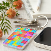 モダンカラフル抽象芸術イニシャルおもしろい キーホルダー (正面右)