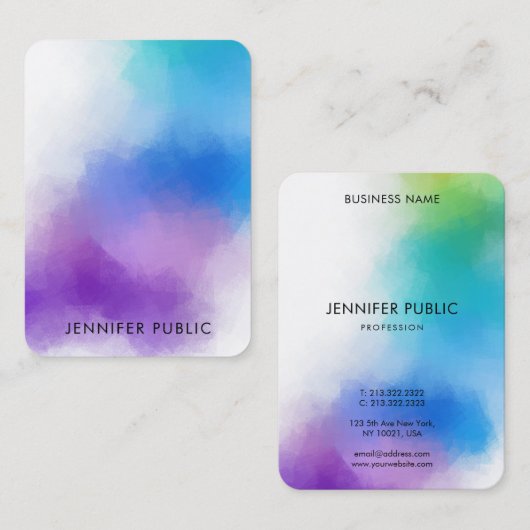 モダンカラフル抽象芸術エレガントテンプレート 名刺 (正面/裏面)